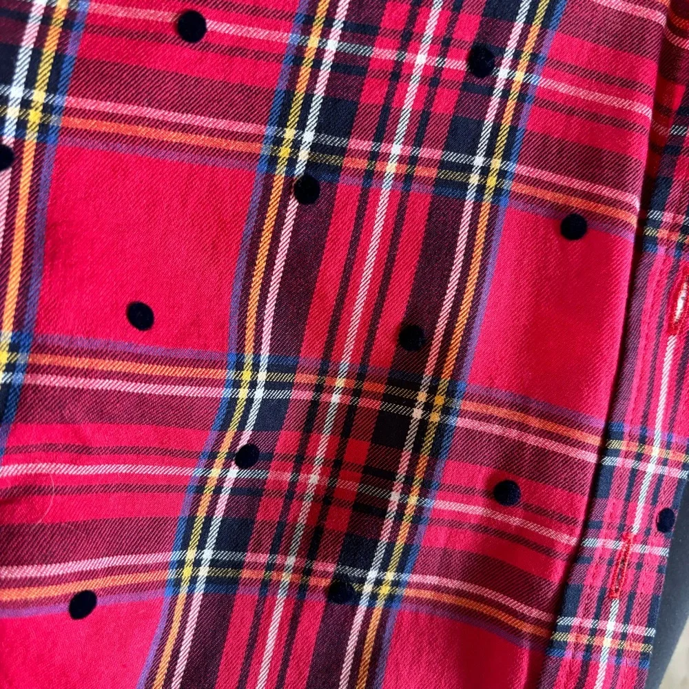 Talbots Classic Button Front Red Plaid Shirt - Sz M - Picture 6 of 8